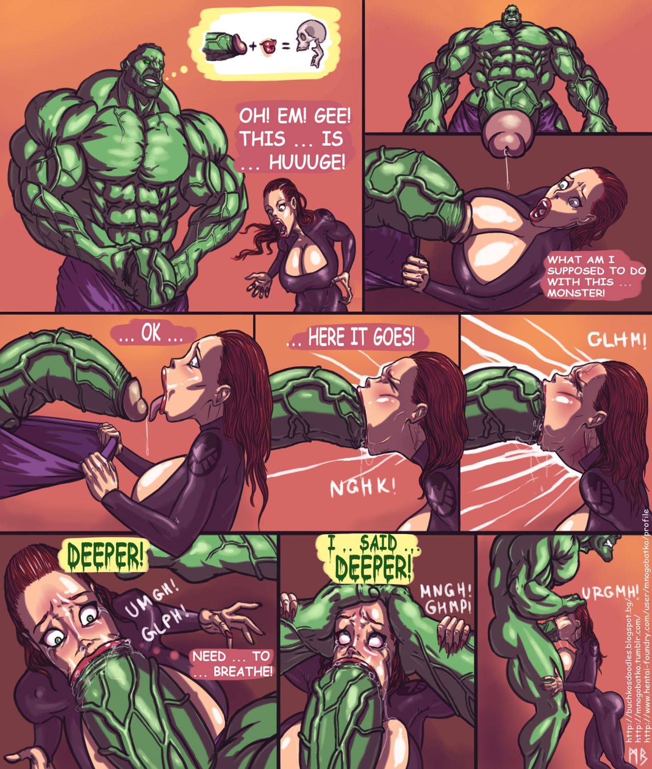Mnogobatko Hulk vs Black Widow porn comics